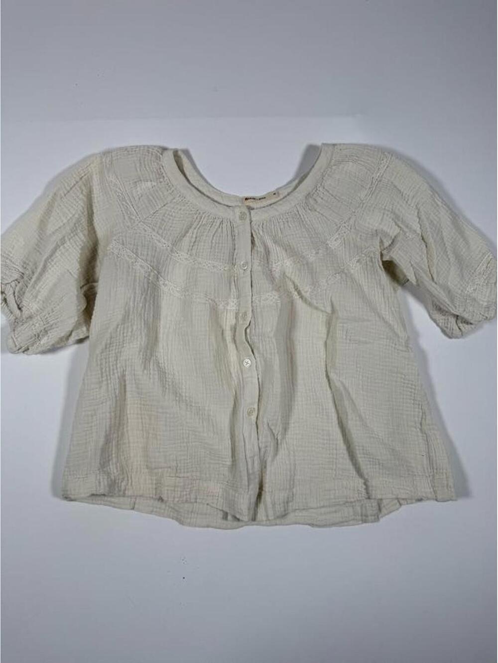 Marine Layer Cream Button-Up Textured Boho Blouse MEDIUM